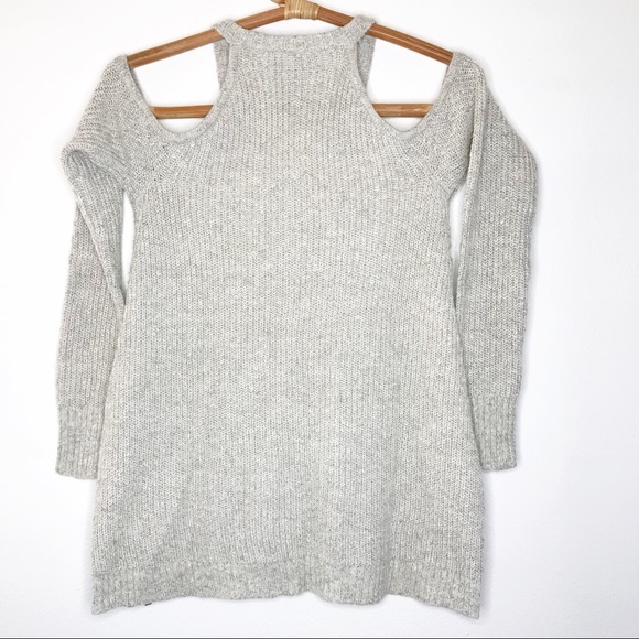 AE Women's Gray Cold Shoulder Zipper Sweater XS - Picture 3 of 8